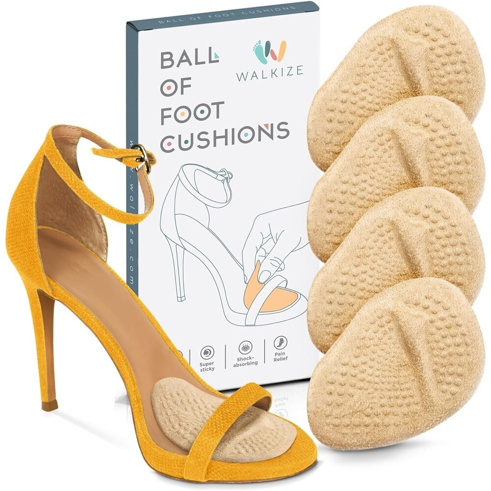 Metatarsal Ball of Foot Heel Inserts Cushions for Women One Size, Beige, 2 Pairs
